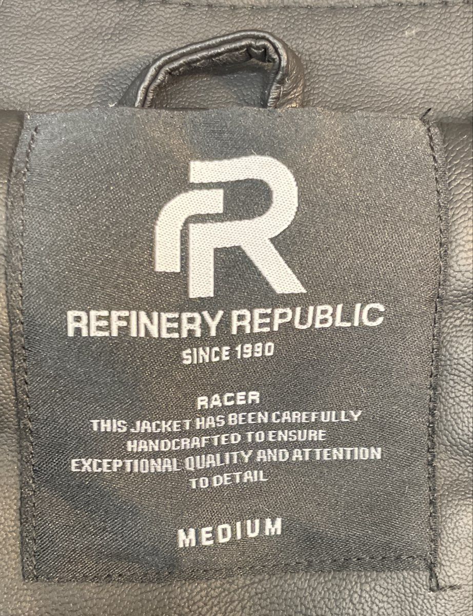Refinery Republic Men's Black Faux Leather Moto Racer Jacket Hustle Life Sz M