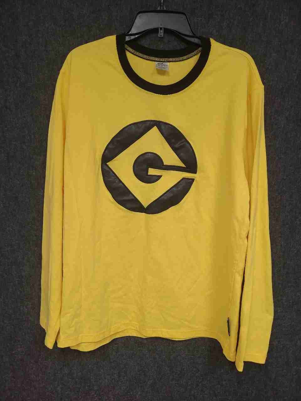 Illumination Presents Minions Men's Yellow Gru Logo Long Sleeve Shirt Sz XL