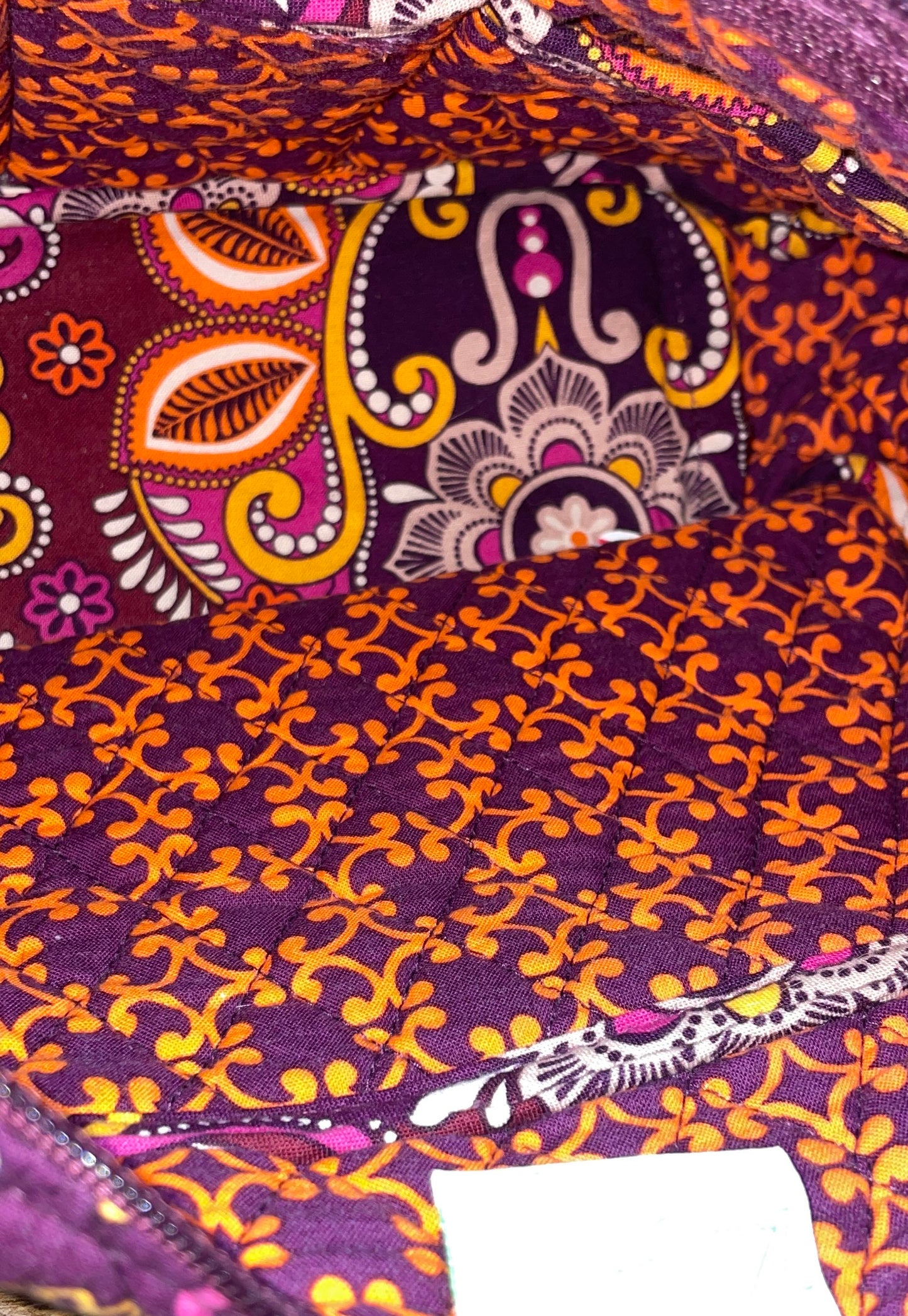 Vera Bradley Purple Orange Paisley Quilted Cotton Crossbody Bag and Wallet Set