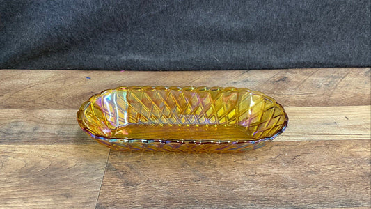 Vintage Style Amber Carnival Glass Dish