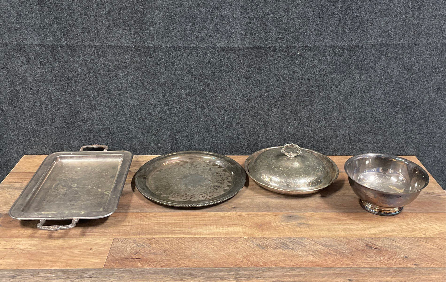 assorted Lot of Silver Plate Collectibles (Platter, Bowl)