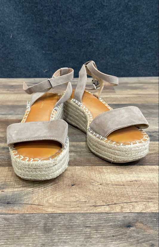 Kelly & Katie Taupe Ankle Strap Espadrille Wedge Sandals Women's Size 7.5 M