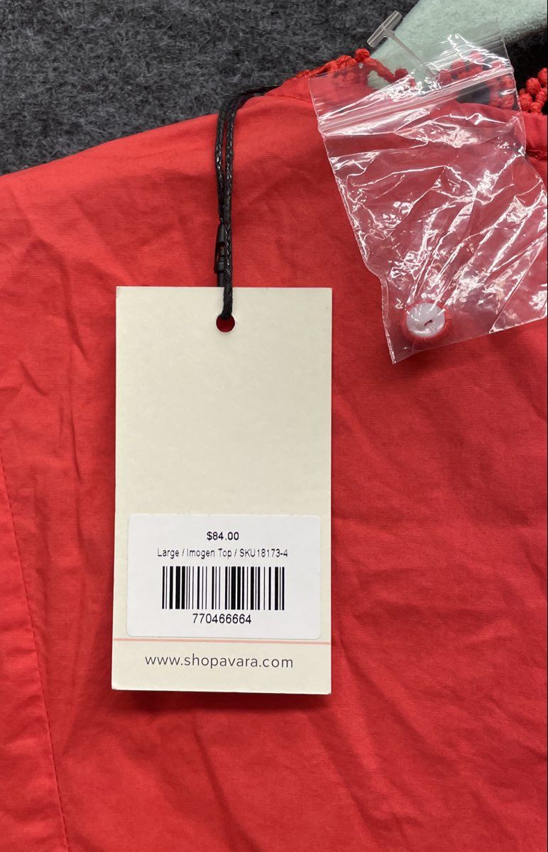 Falo Women's Red Imogen Top Embroidered Eyelet Ruffle Sleeve Blouse NWT Sz L