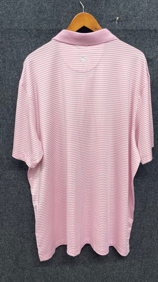Bermuda Sands Men's Pink Striped XP Short Sleeve Golf Polo Shirt Sz 2XL