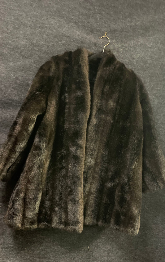 Vintage Carly Monterey Women's Brown Faux Fur Pile Coat Made in USA Size 6