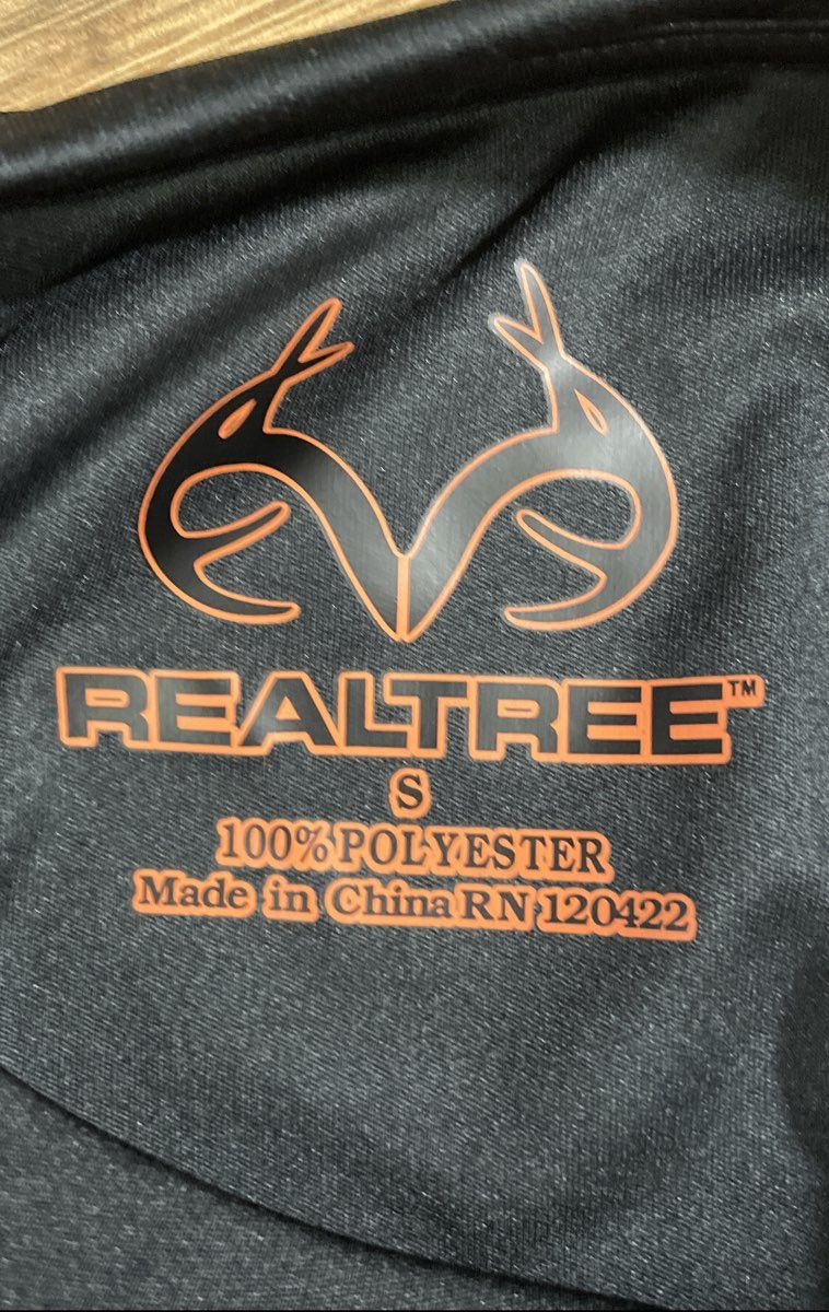 Realtree Men's Black Long Sleeve Performance Camo Accents Shirt Sz S