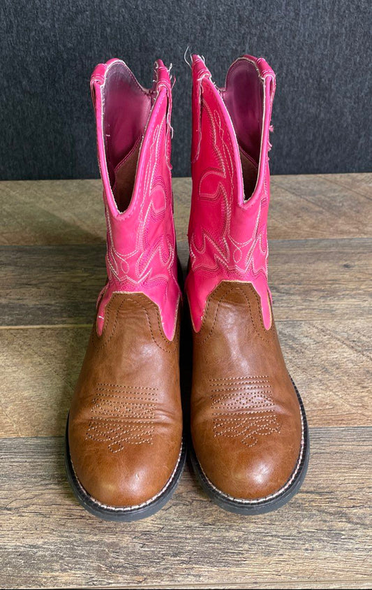 Roper Little Kids Pink Brown Western Cowboy Boots Youth Size 1