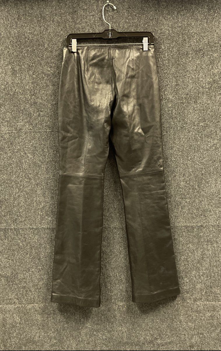 Vintage Y2K Moda International Women's Black Leather Bootcut Side Zip Pants Sz 6