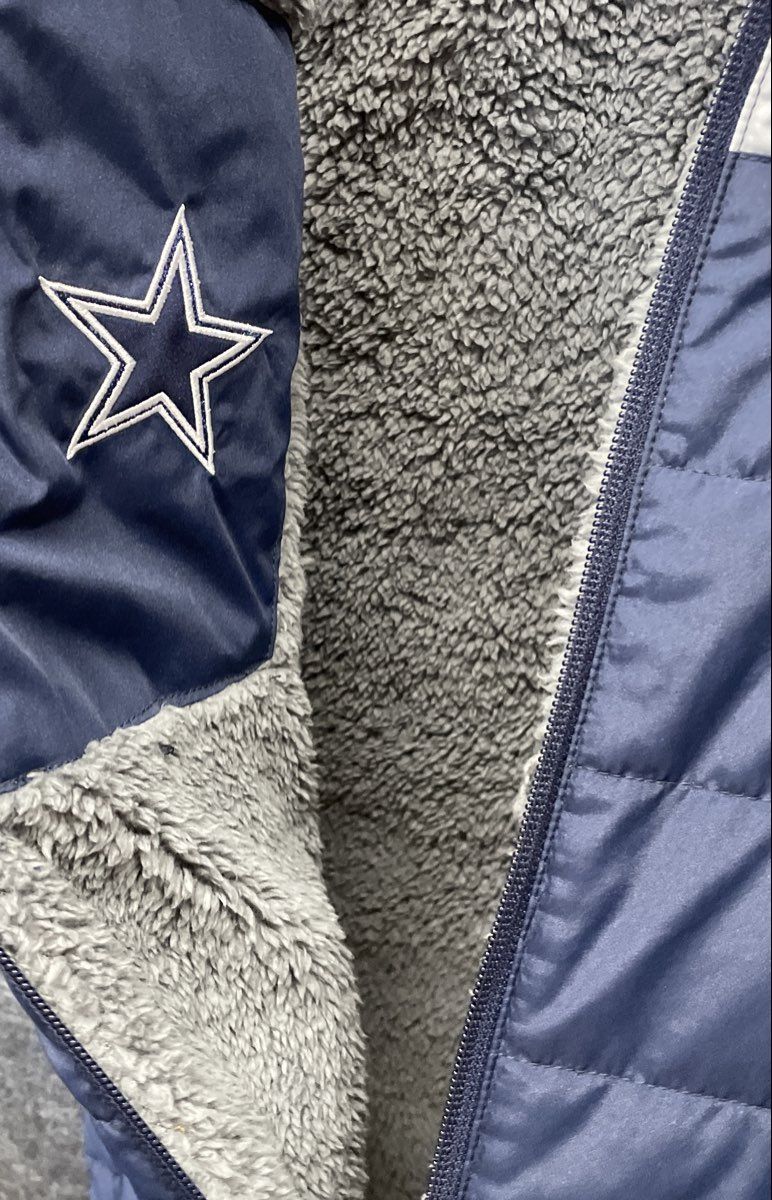 NFL Dallas Cowboys Men's Blue Reversible Puffer Vest Sherpa Fleece Quilted NWT