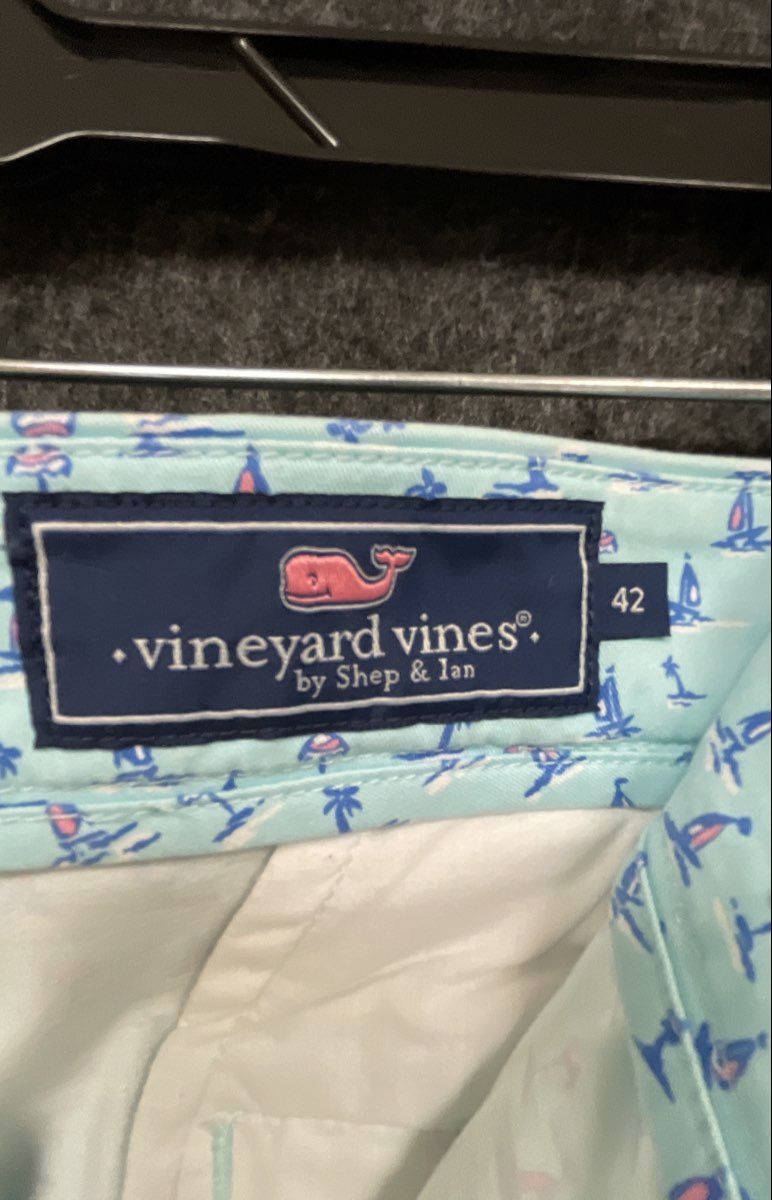 Vineyard Vines Men's Light Blue Nautical Sailboat Palm Print Shorts Sz 42