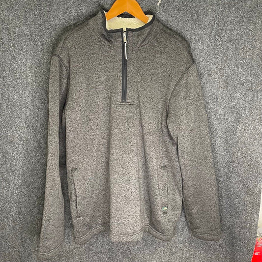 Orvis Men's Brighton Quarter Zip Pullover Sweater Gray Heather Fleece Lined XL