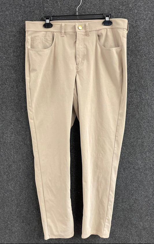 Zella Men's Beige Pyrite Sorona 5-Pocket Performance Tech Pants Sz 36