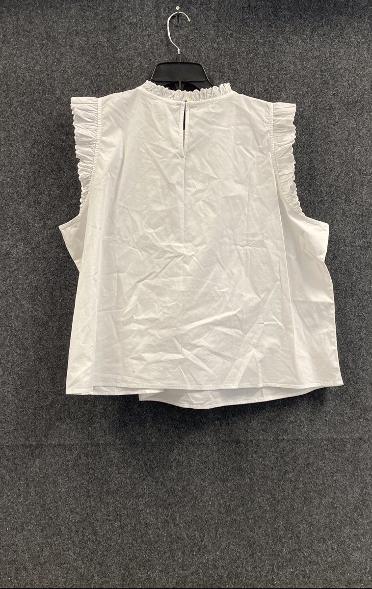 J. Crew Women's White Ruffle Neck Sleeveless Top Cotton Poplin Sz 3X NWT BY436