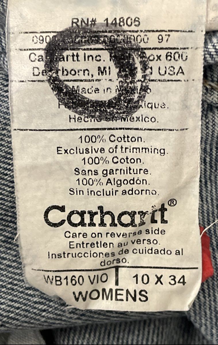 Vintage Y2K Carhartt Women's Blue WB160 Straight Leg Cotton Jeans Sz 10x34