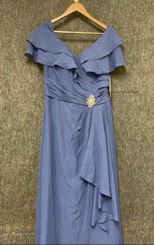 JJ's House Women's Navy Chiffon Mother of the Bride Ruffle Dress Sz 10 NWT