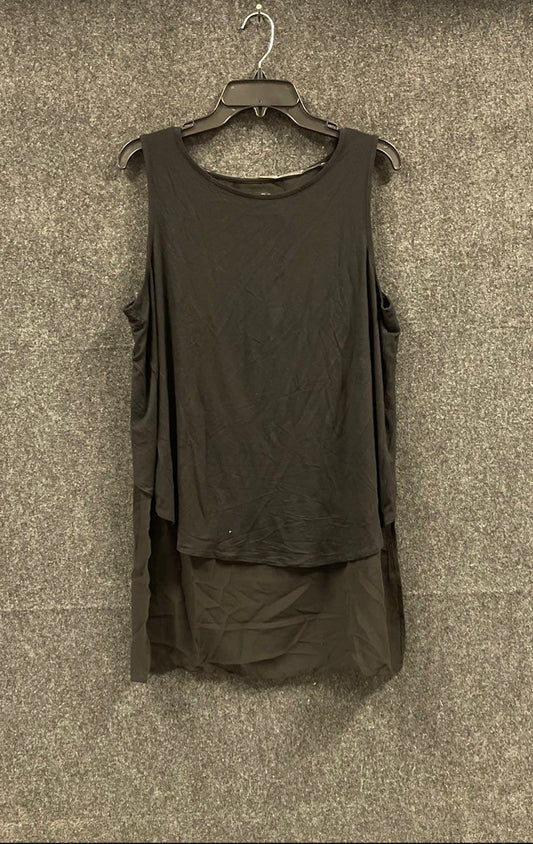 August Silk Women's NWT Black Layered Split Back Rayon Tank Top Size L