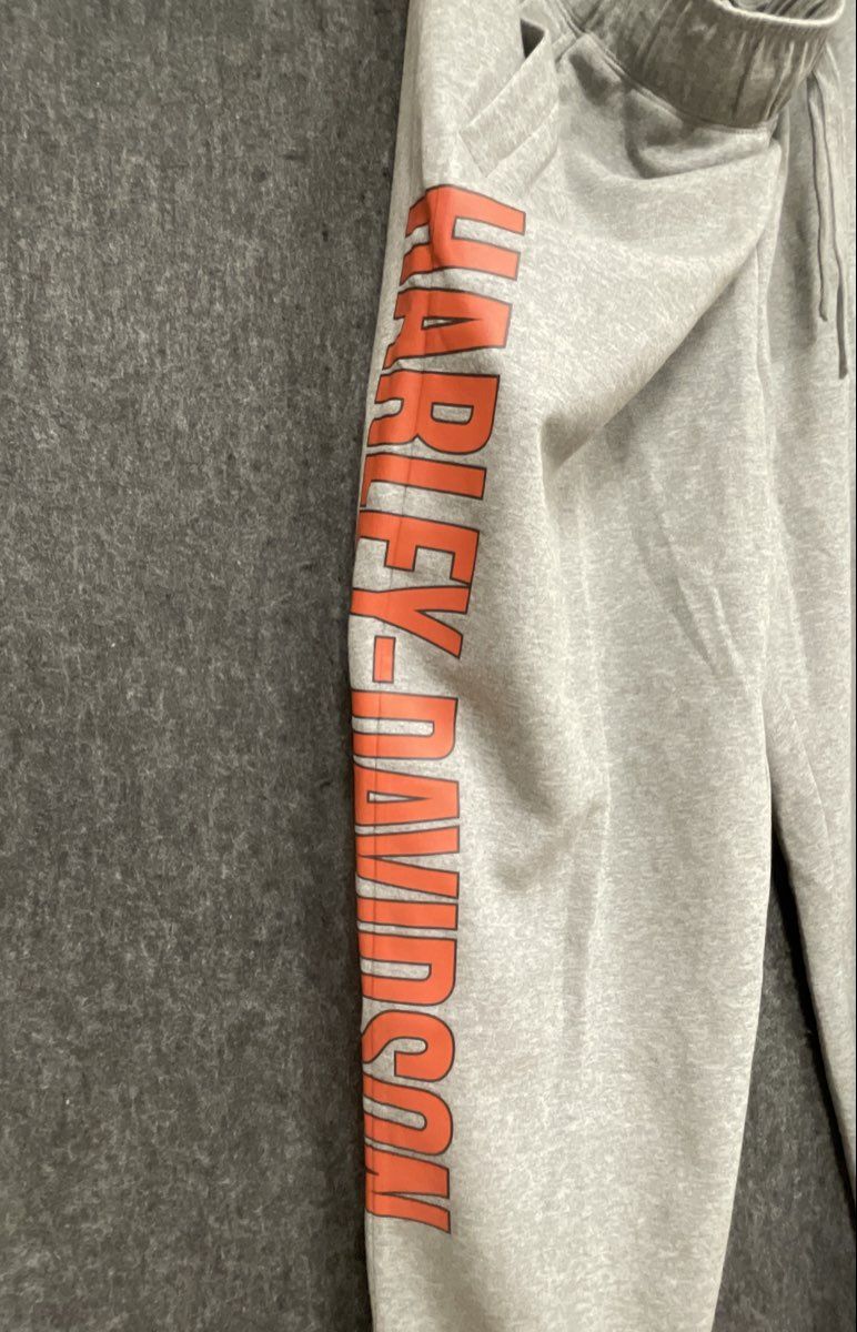 Harley-Davidson Men's Heather Gray Graphic Logo Sweatpants Joggers Sz XL