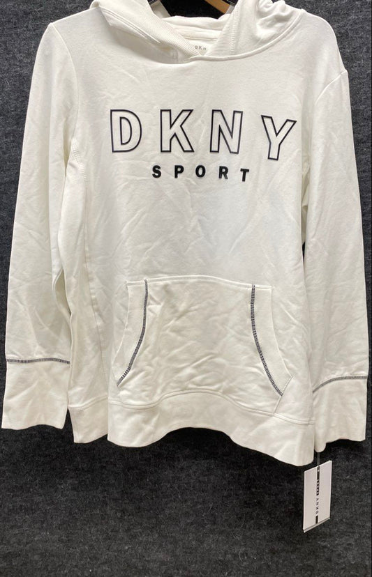 DKNY Sport Women's Hoodie White Logo Pullover NWT Sz L