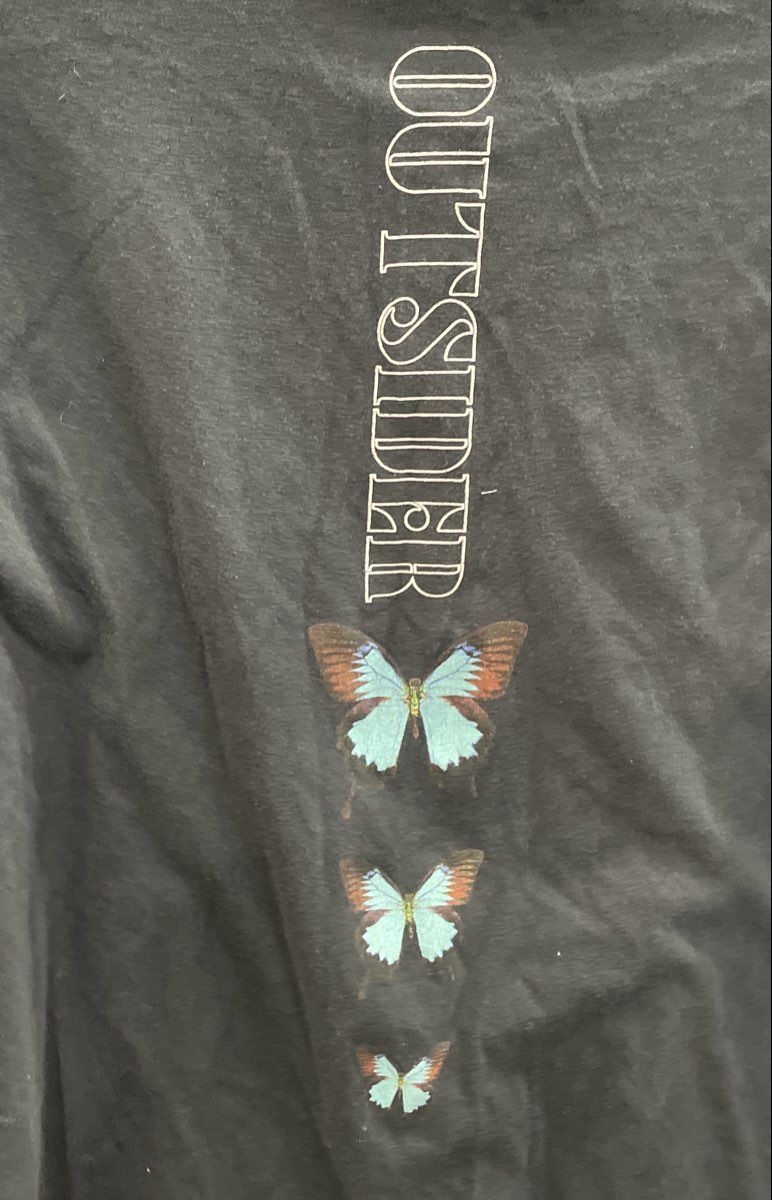 Skin & Bones Men's Navy Blue Long Sleeve Luxury Butterfly Outsider Shirt Sz L