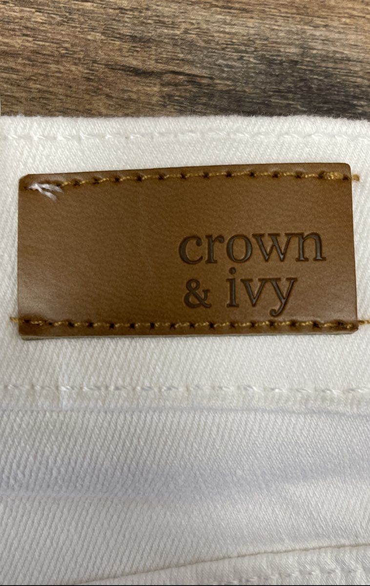 Crown & Ivy Women's White Mid-Rise Skinny Premium Denim Jeans NWT Size 8