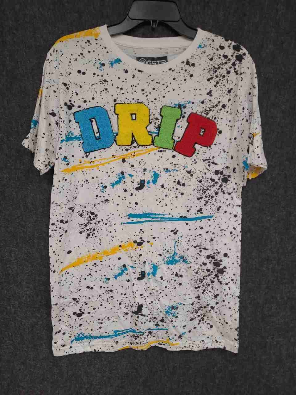 RGSTR Men's White Paint Splatter Drip Graphic Cotton T-Shirt Size Medium