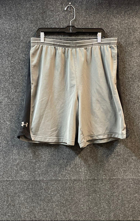 Under Armour Men's Athletic Gym Shorts Gray Black Side Stripe Polyester Sz XL