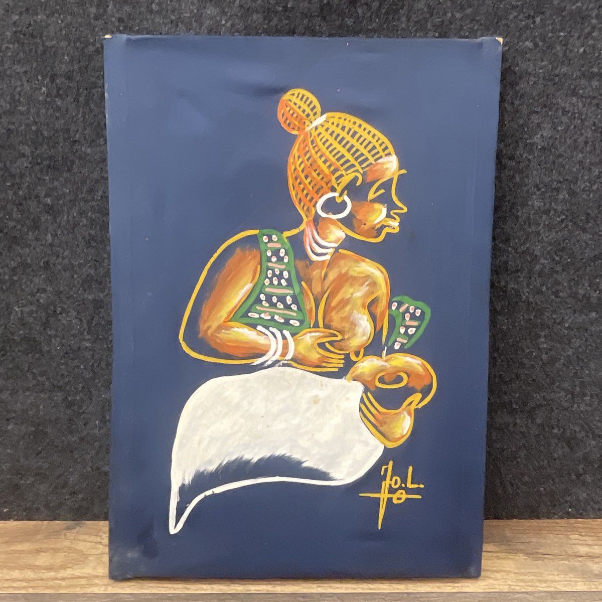 (2) Paintings of African-Inspired Family Signed Jo. L.