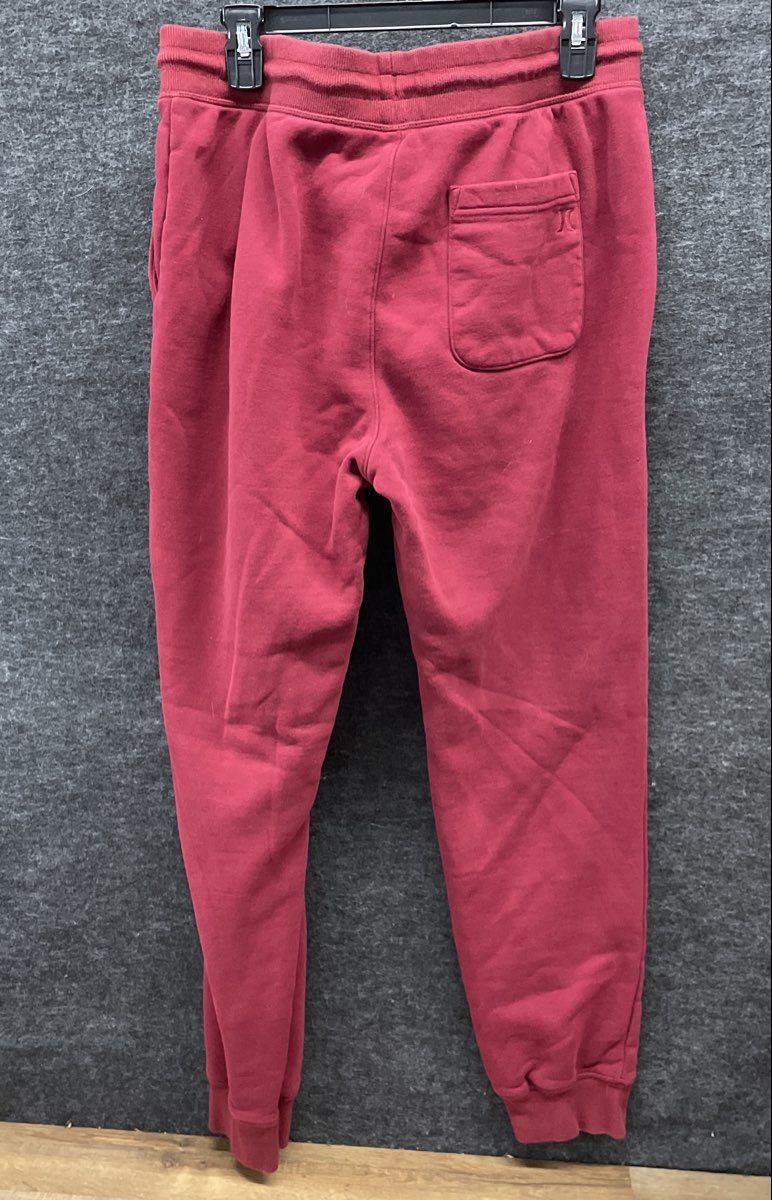 Hurley Men's Red Fleece Jogger Sweatpants Drawstring Pockets Logo Sz L