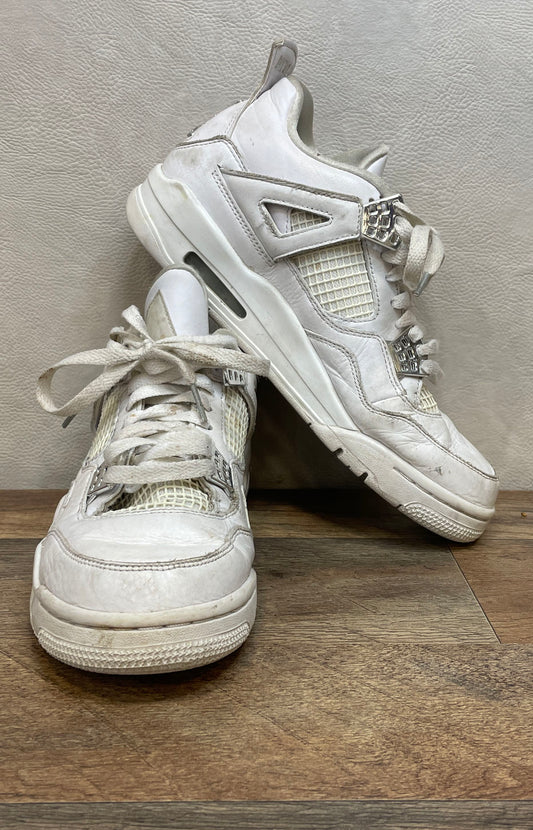 Nike Air Jordan 4 Retro Pure Money White Metallic Silver Size 8