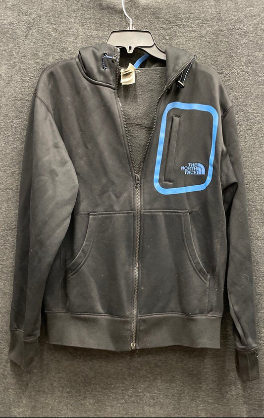 The North Face Men's Black Full Zip Fleece Hoodie Jacket Blue Trim Sz S