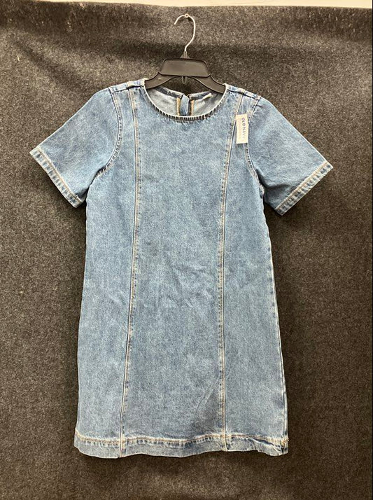Old Navy Women's Denim Mini Dress Light Wash Short Sleeve Seamed Sz S NWT