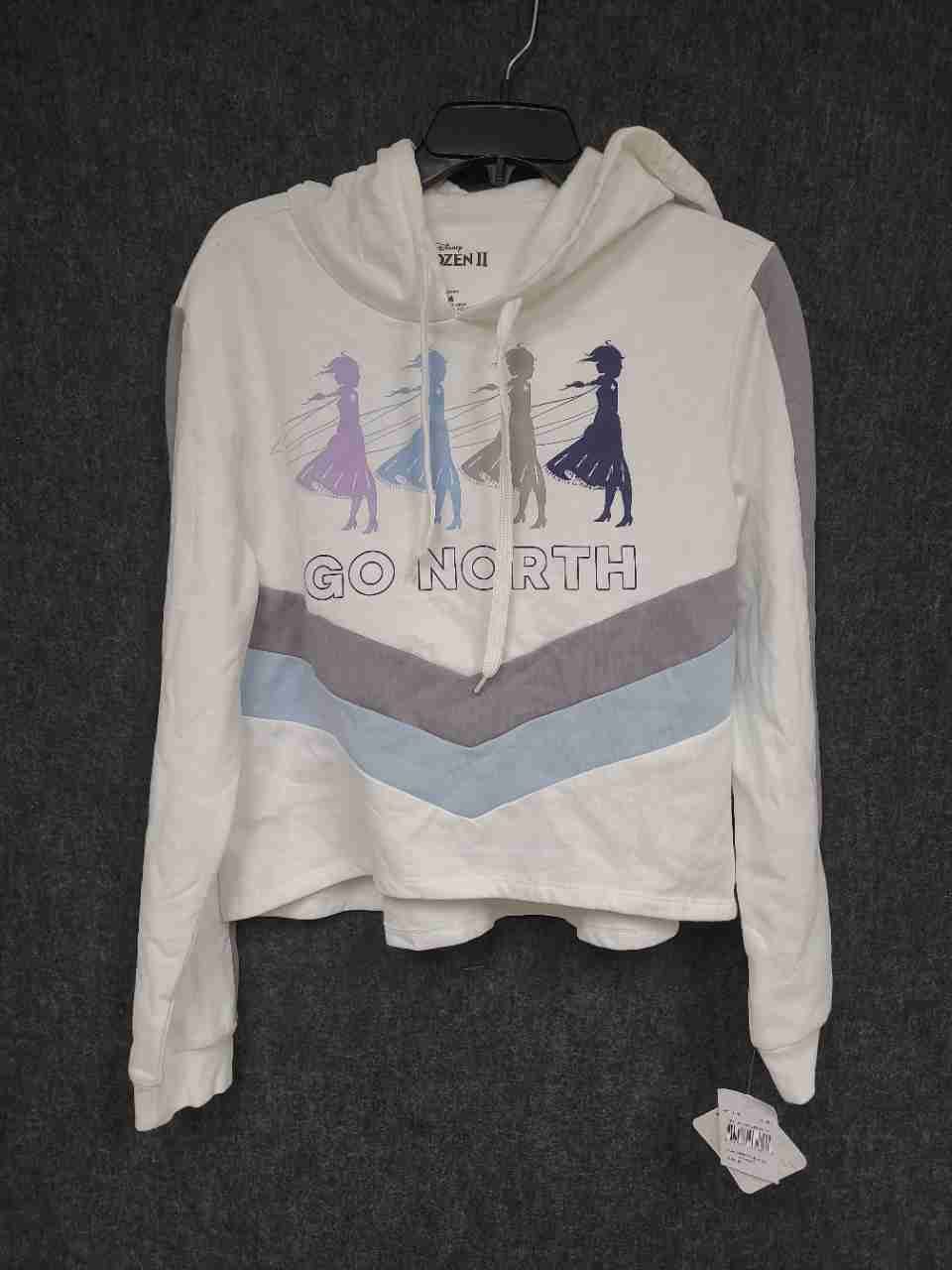 Disney Frozen II Women's White Go North Elsa Anna Graphic Hoodie NWT Size M
