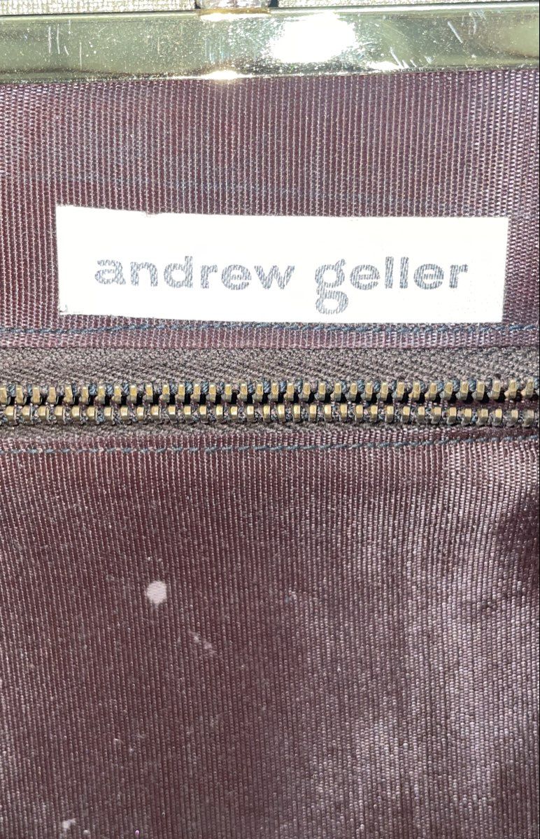 Vintage Andrew Geller Tan Leather Frame Clutch Shoulder Bag Gold Chain