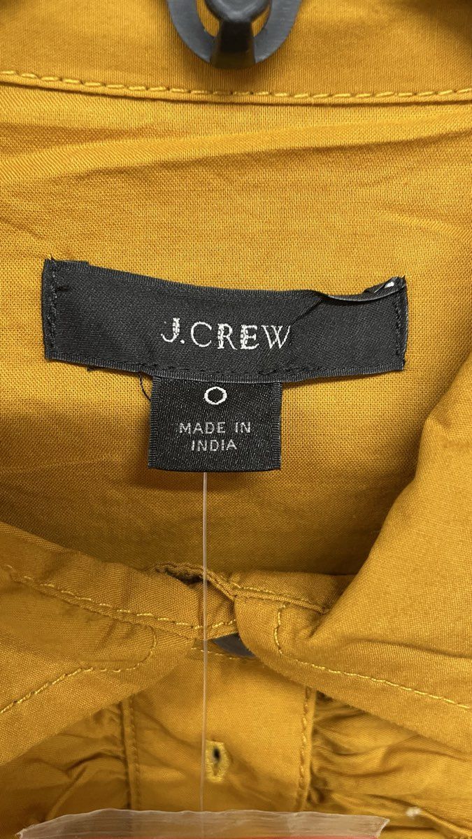 NWT J. Crew Women's Yellow Ruffle-Front Cotton Poplin Shirtdress Size 0