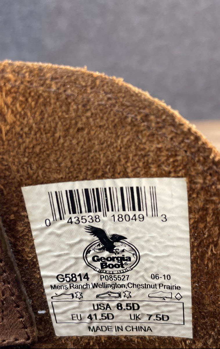 Georgia Boot G5814 Ranch Wellington Chestnut Prairie Work Boots Size 8.5D