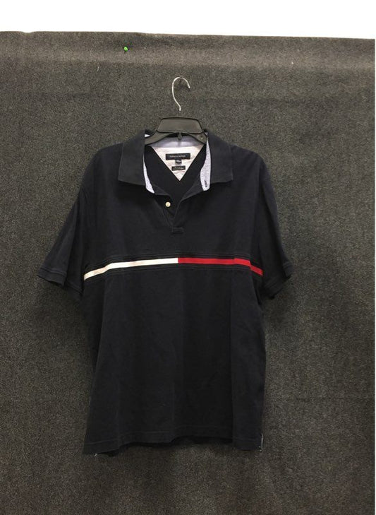 Tommy Hilfiger Men's Polo Shirt Navy Blue Stripe Regular Fit XXL
