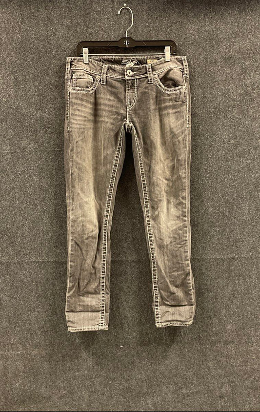 Silver Jeans Women's Aiko Skinny Jeans Gray Faded Contrast Stitch Size 31