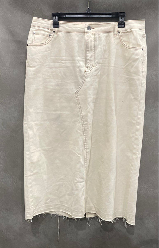 Future Collective Women's White Denim Skirt Reese Blutstein Raw Hem Sz 14
