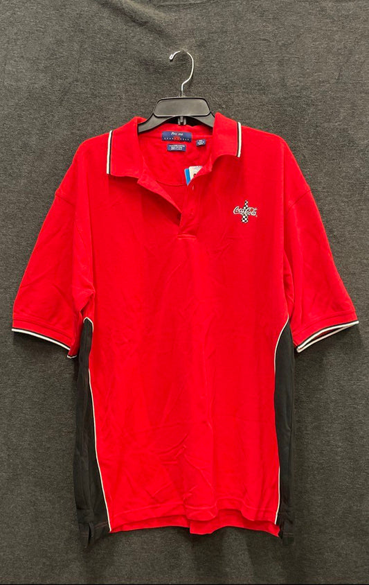 Coca-Cola Men's Red Checkered Bottle Racing Style Polo Shirt Sz XL NWT