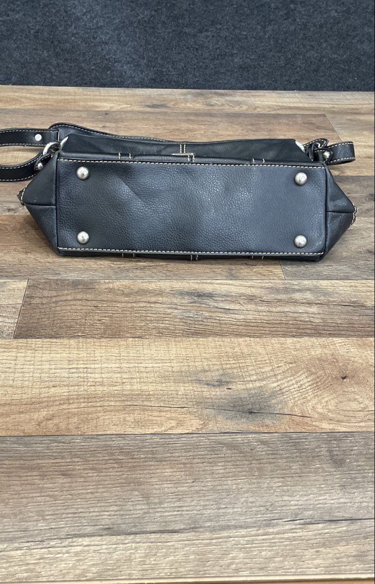 The Sak Black Leather Hobo Shoulder Bag Contrast Stitch Silver Hardware