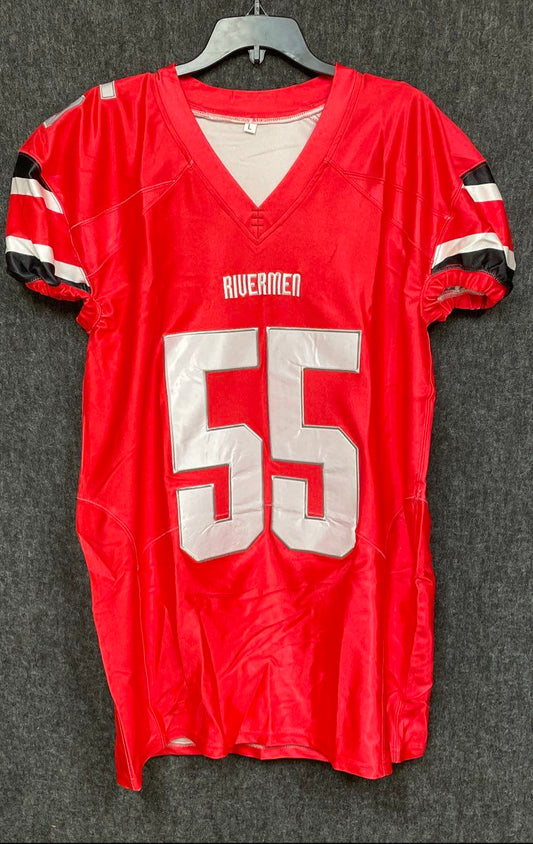 Unbranded Men's Red Rivermen Football #55 Sewn Jersey Size L