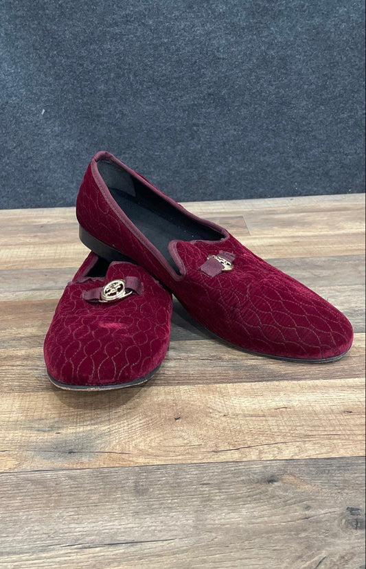 Stacy Adams Vandore Red Quilted Velvet Slip-On Loafer Men's Size 13