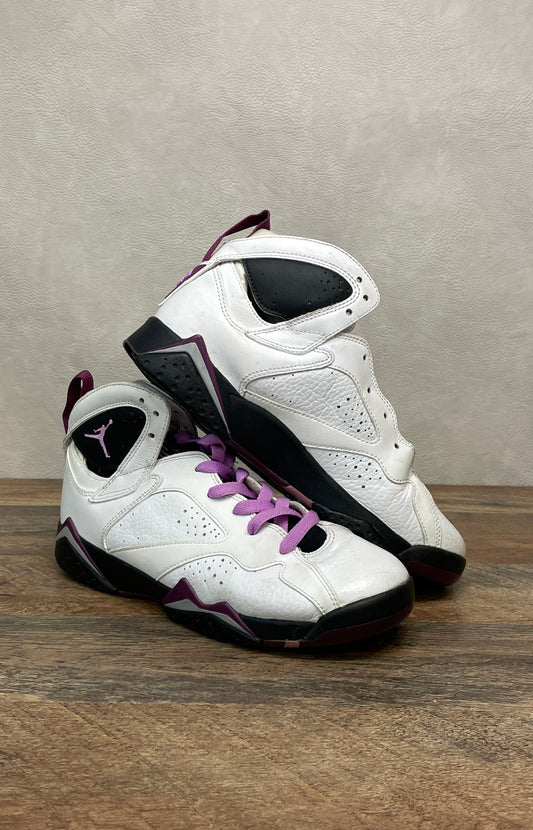 Nike Air Jordan 7 Retro GG Mulberry White Black Basketball Sneakers Size 7Y