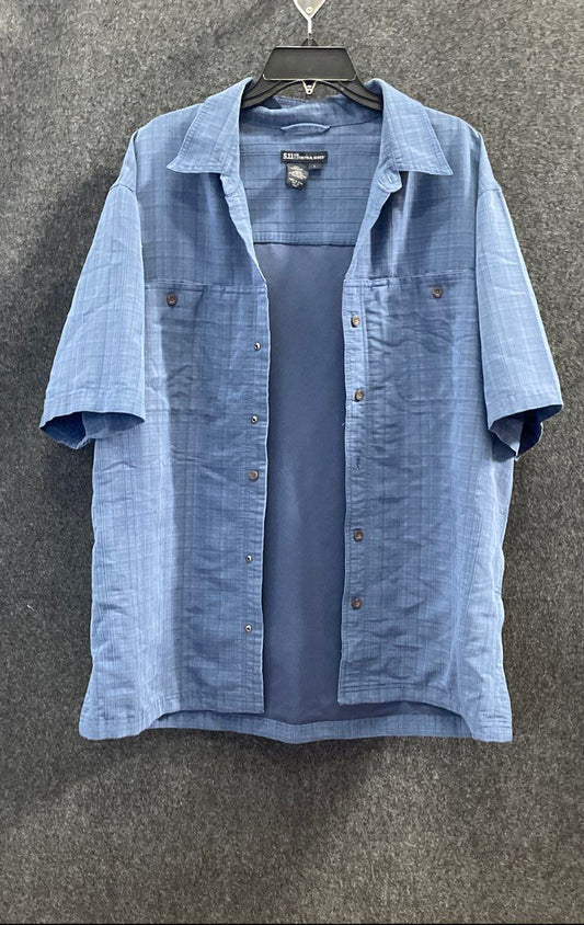 5.11 Tactical Men's Blue Plaid Grid Short Sleeve Button Up Mesh Back Shirt Sz L