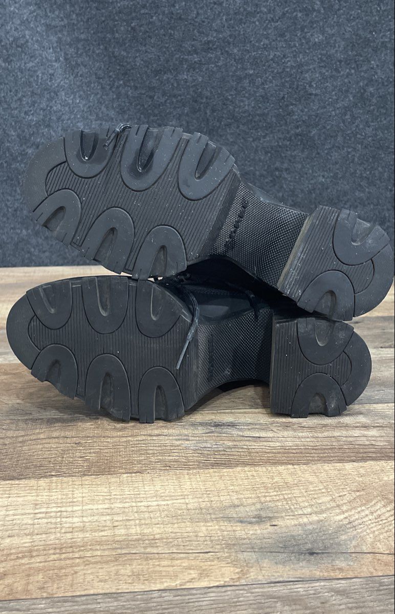 Sorel Brex Boot Lace Black Leather Heeled Platform Boots Women's Size 6.5