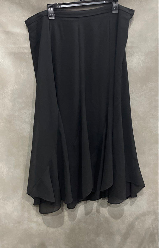 Vintage 90s R&M Richards Women's Black Chiffon Flared Handkerchief Hem Skirt