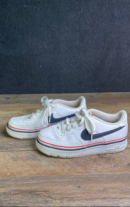 Nike Air Force 1 LV8 White Midnight Navy Red Youth Sneakers Size 6.5Y
