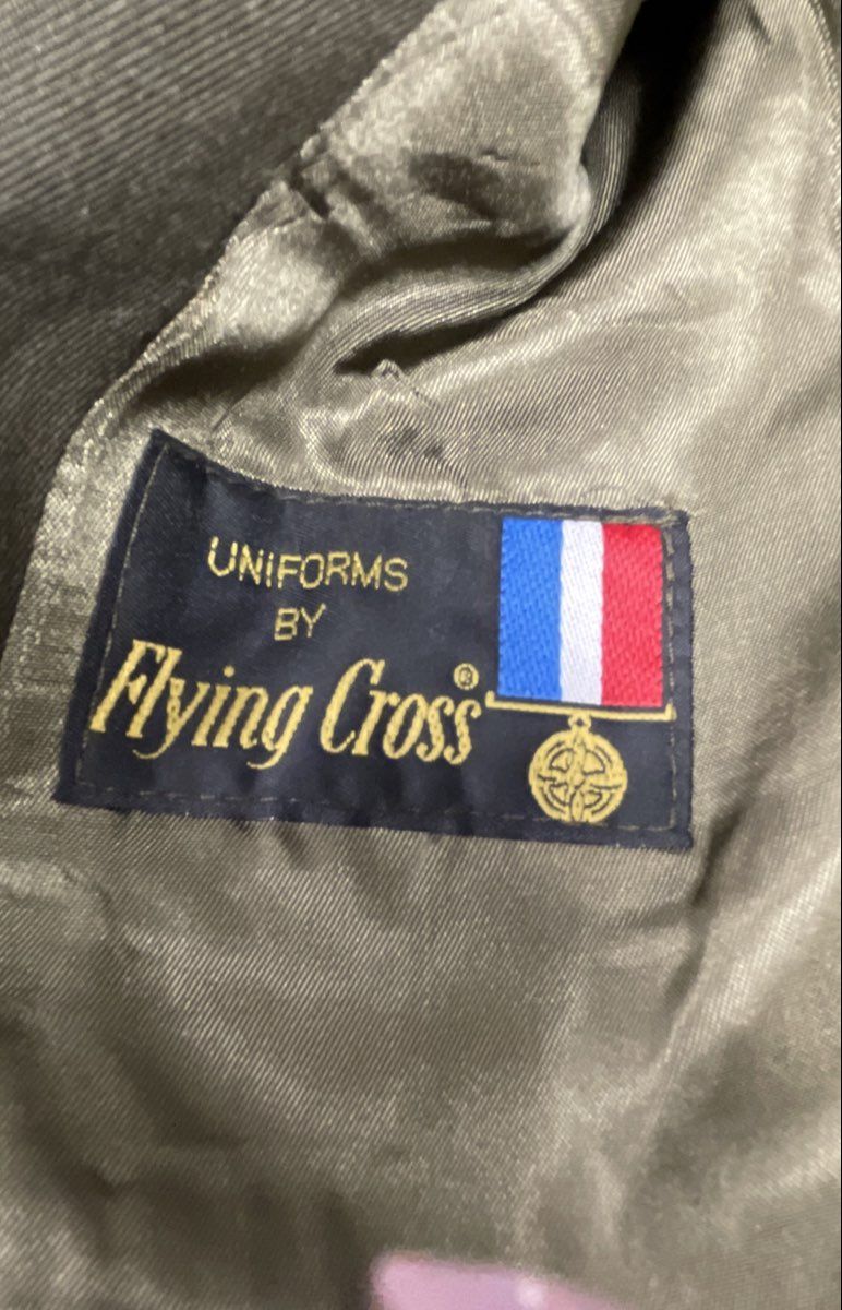 Vintage 80s Flying Cross Men's Olive Military Blazer & Wool Henley Sweater Sz L