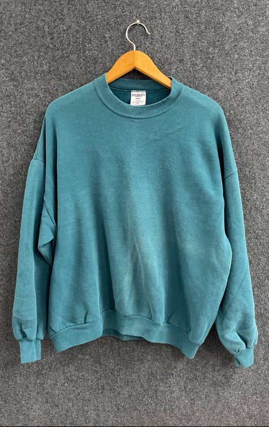 Vintage 90s Jerzees Men's Teal Green NuBlend Crewneck Sweatshirt Size 3X