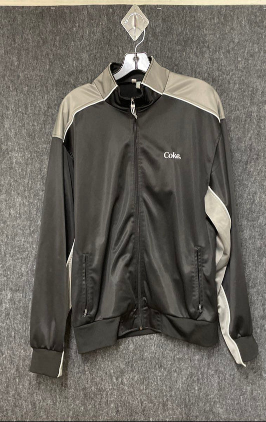 Vintage 90s Coca-Cola Coke Track Jacket Black Gray Colorblock Piping Sz L